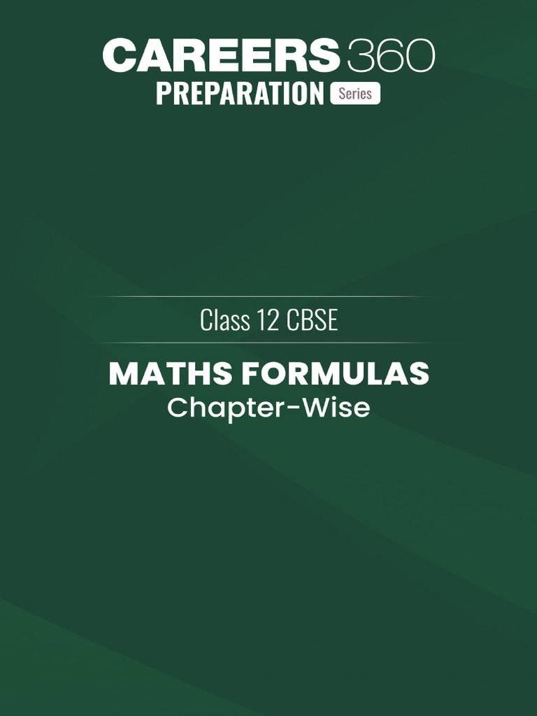 Important Maths Formulas For CBSE Class 12 - Chapter-Wise Formulas ...