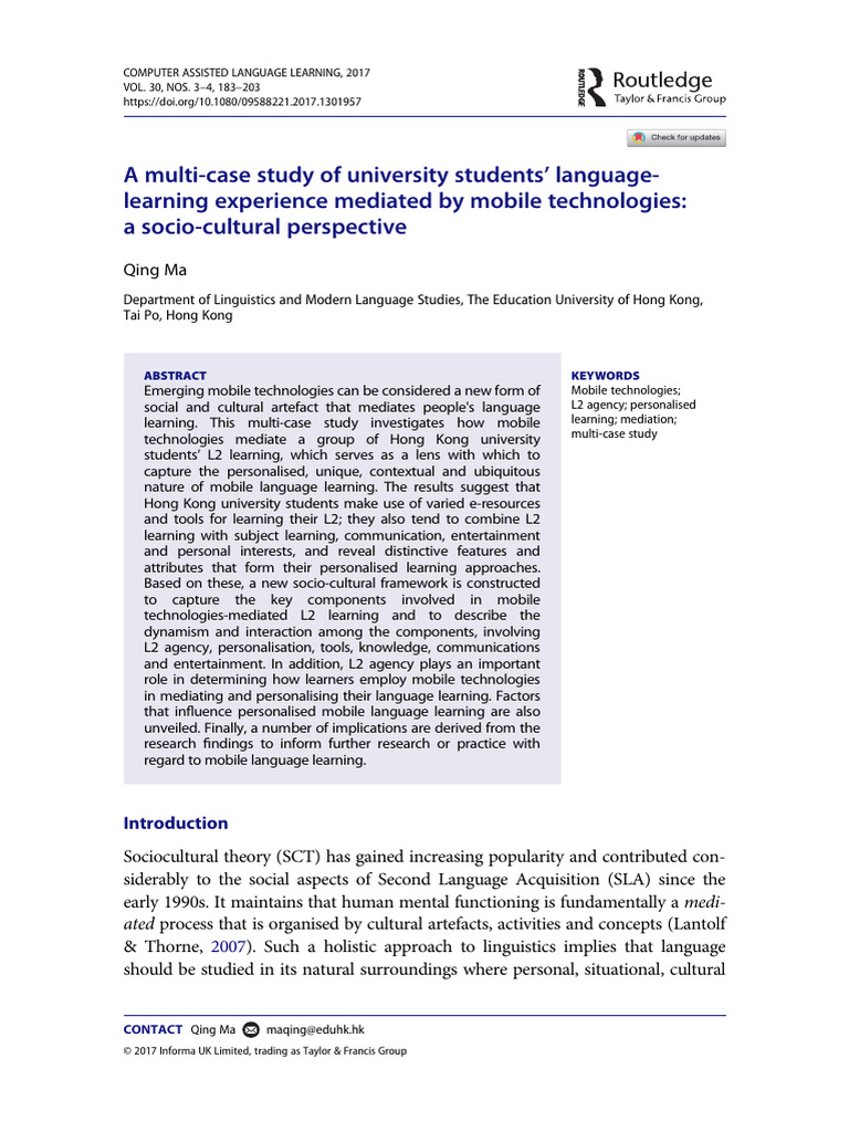 MALL Sociocultural | PDF | Second Language Acquisition | Second Language