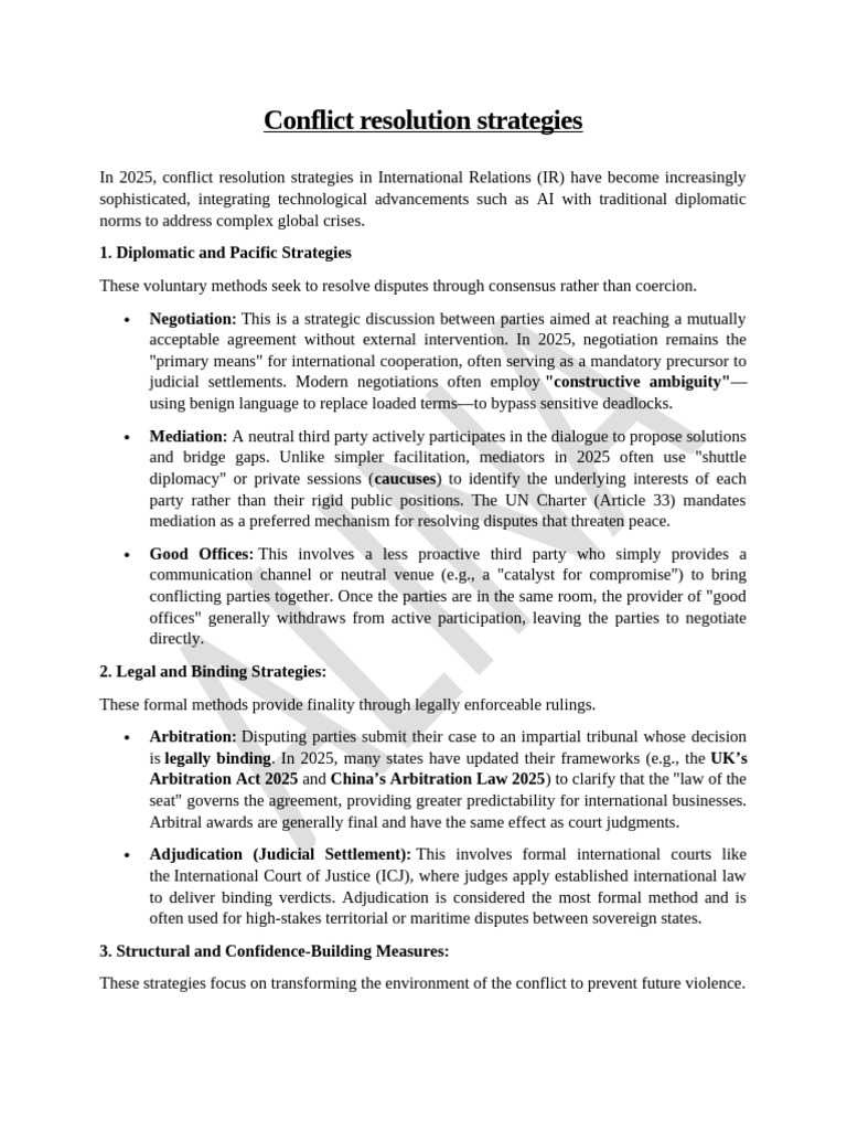 Conflict Resolution Strategies | PDF | Mediation | Conflict Resolution