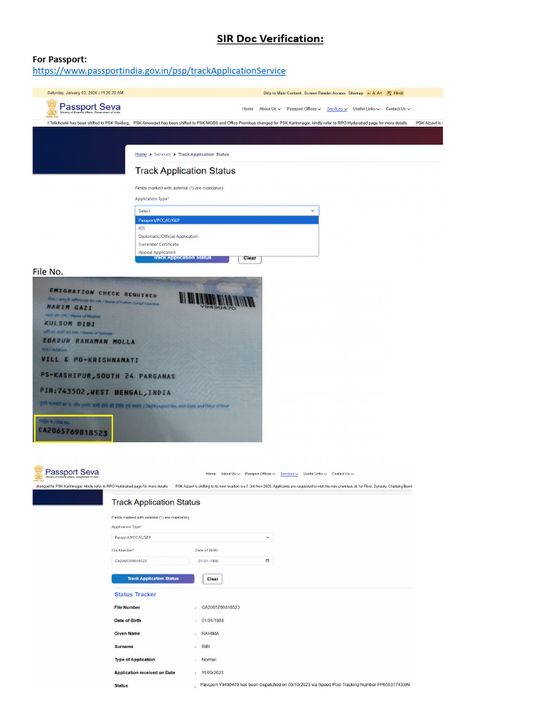 SIR Doc Verification | PDF