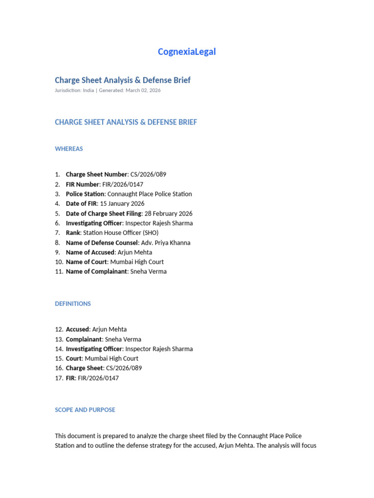 Charge Sheet Analysis & Defense Brief | PDF | Witness | Expert Witness