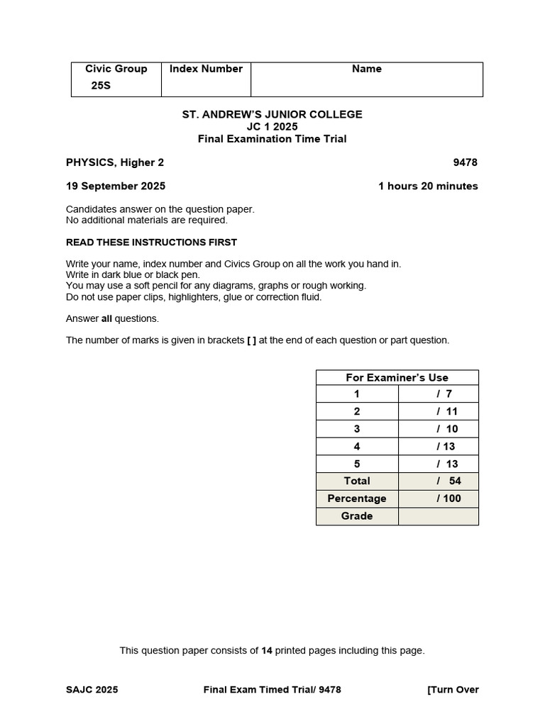 SAJC 2025 Year End | PDF | Oscillation | Damping