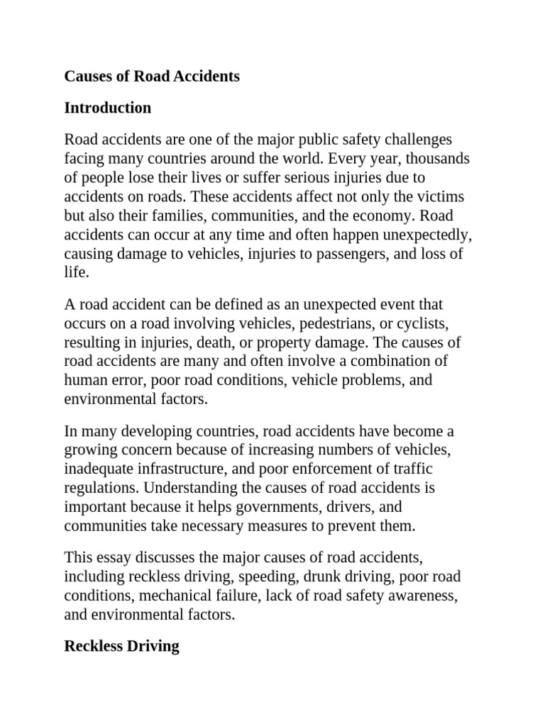 Causes of Road Accidents | PDF | Traffic Collision | Driving