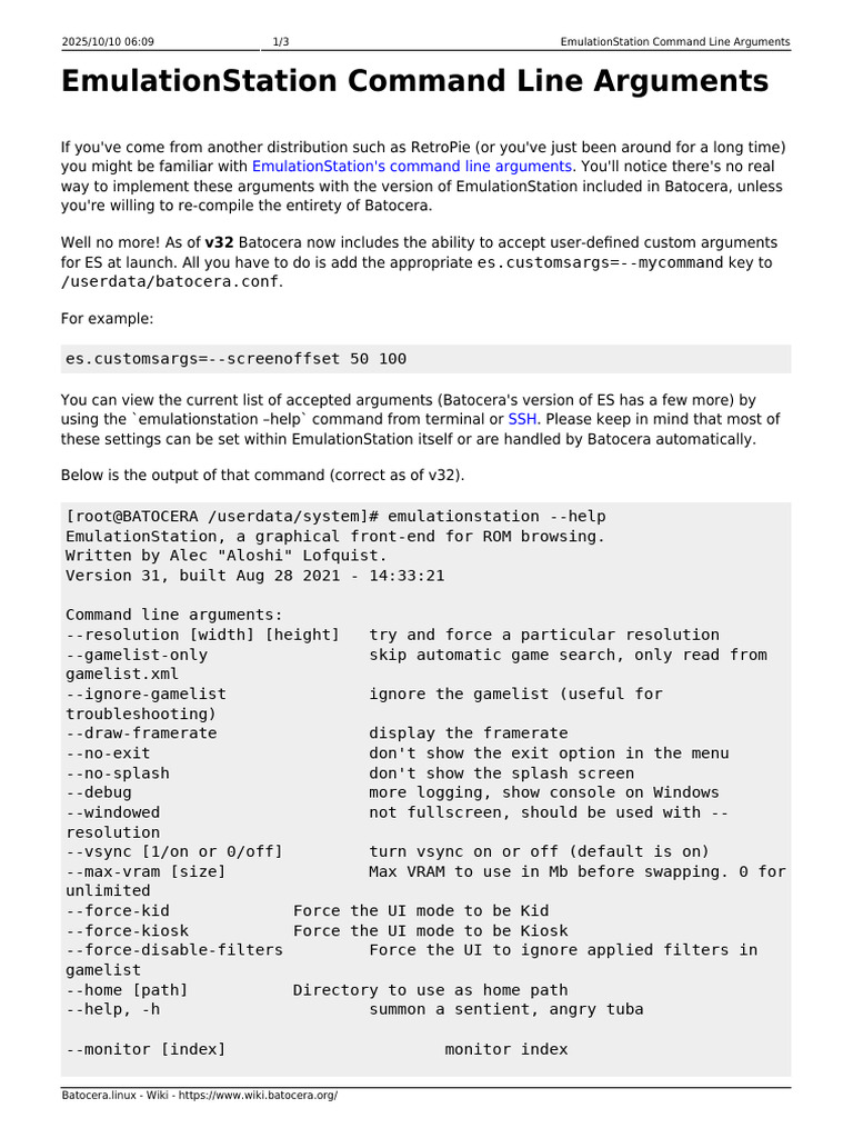 emulationstation_command_line_arguments | PDF | Command Line Interface ...
