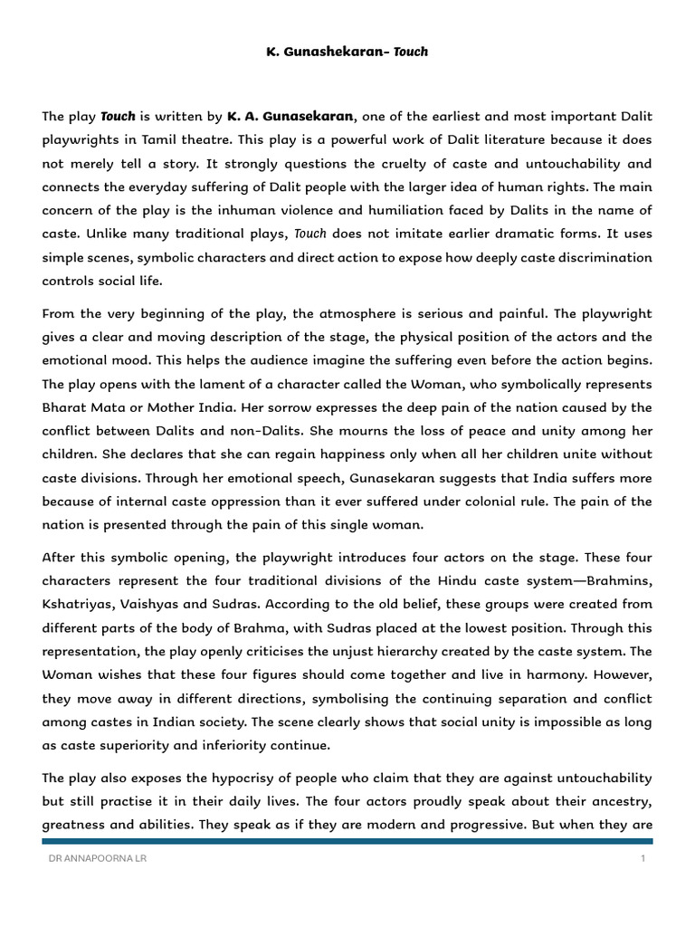 K. Gunashekaran - Touch | PDF | Dalit | Caste