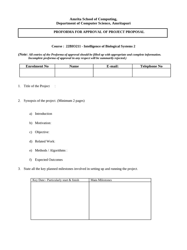 Project Pro Form A | PDF