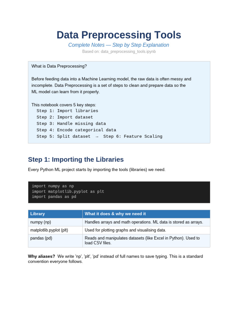 Data Preprocessing Notes | PDF