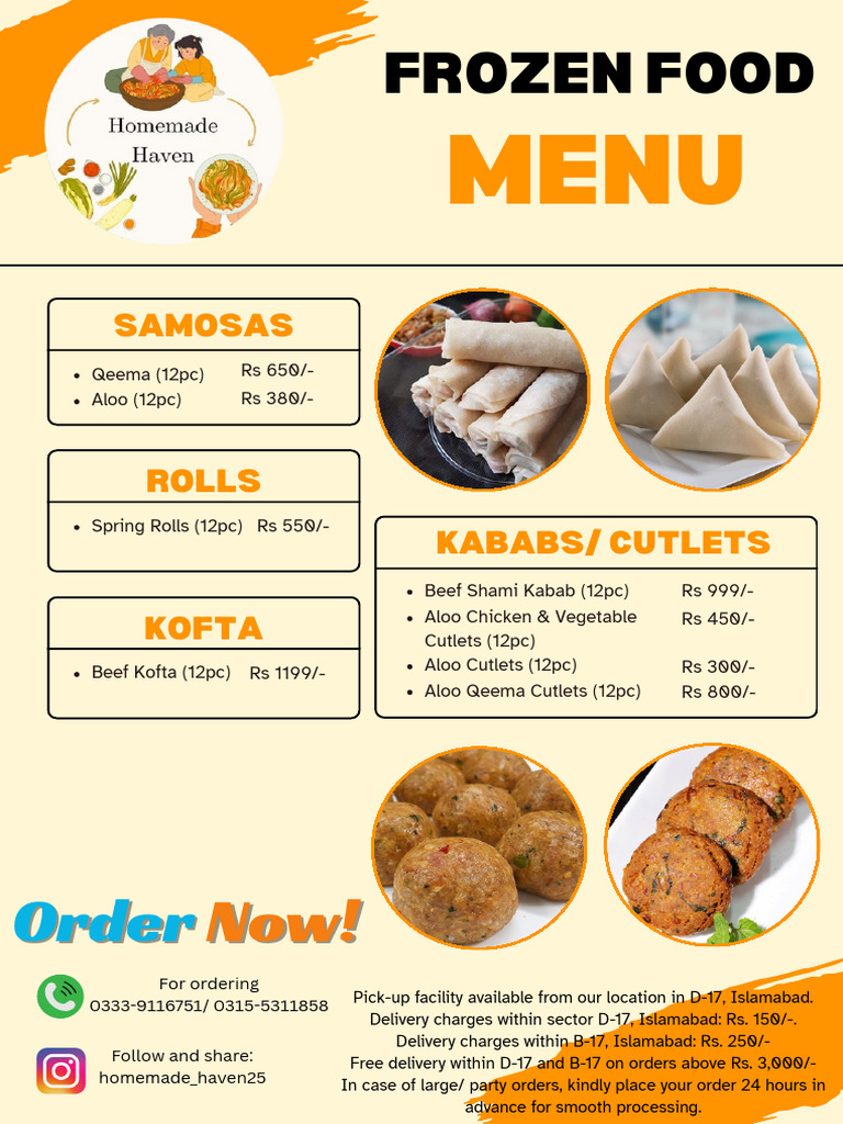 Orange Simple Food Menu Menu Updated Sep, 25 V2 | PDF