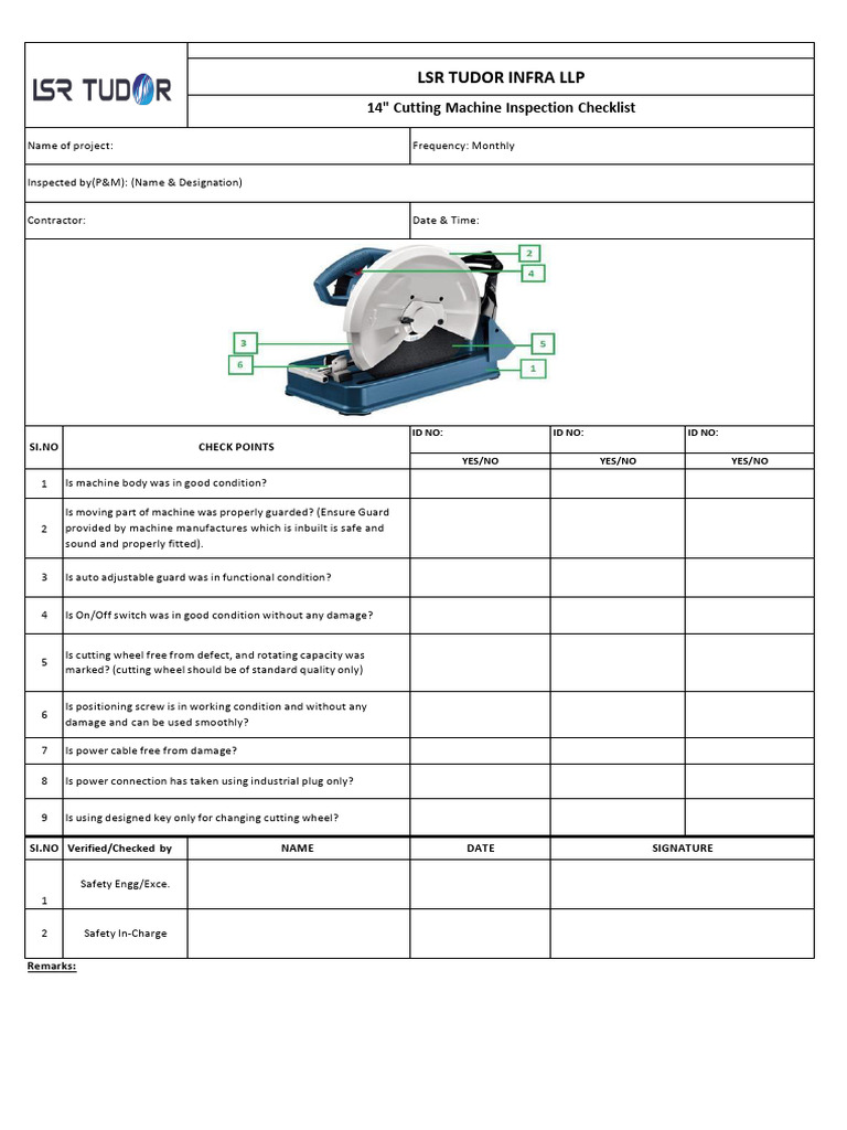 27.cutting Machine Inspection Checklist | PDF