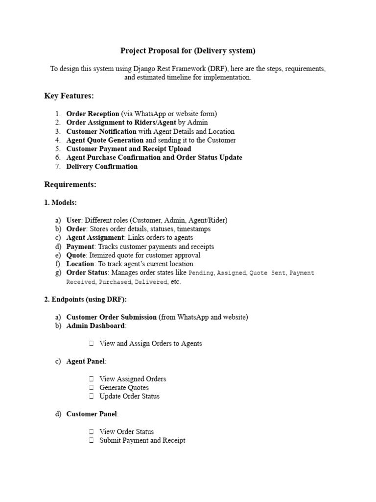 Project Proposal Delivery System | PDF | Computing | Information Technology
