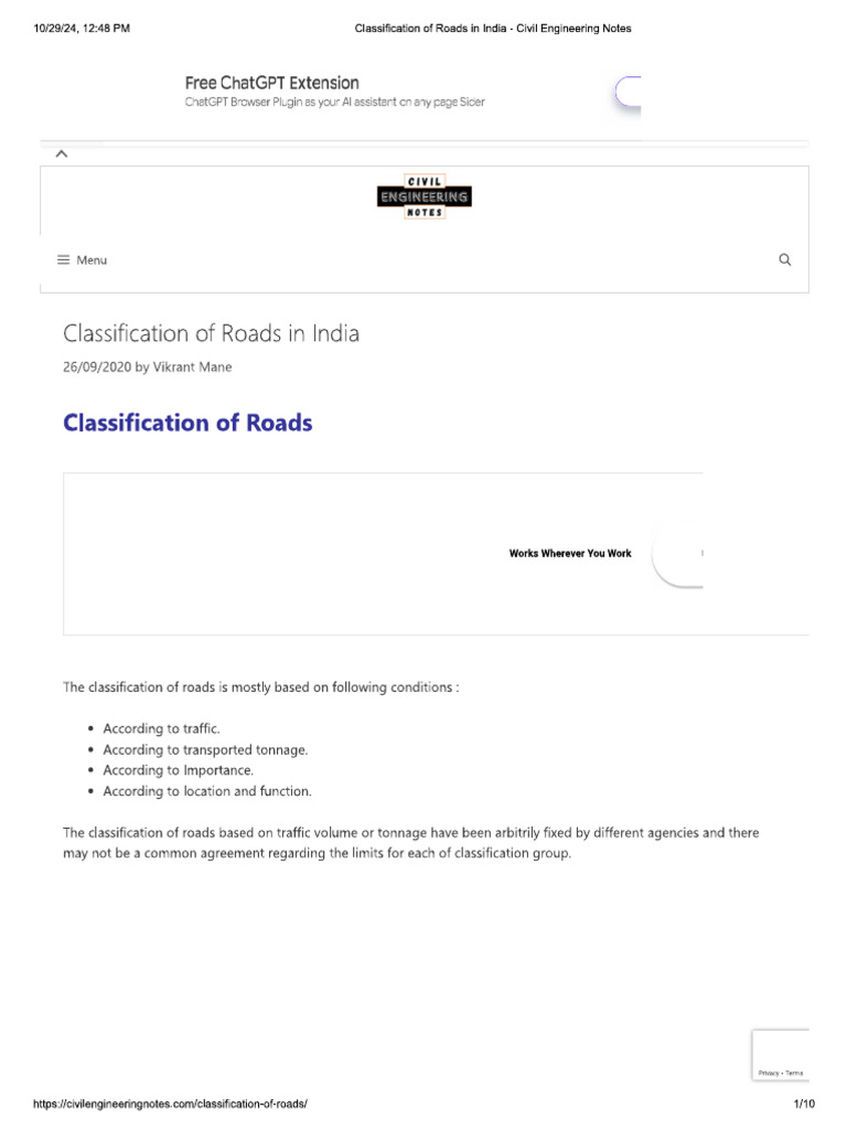 Classification of Roads | PDF