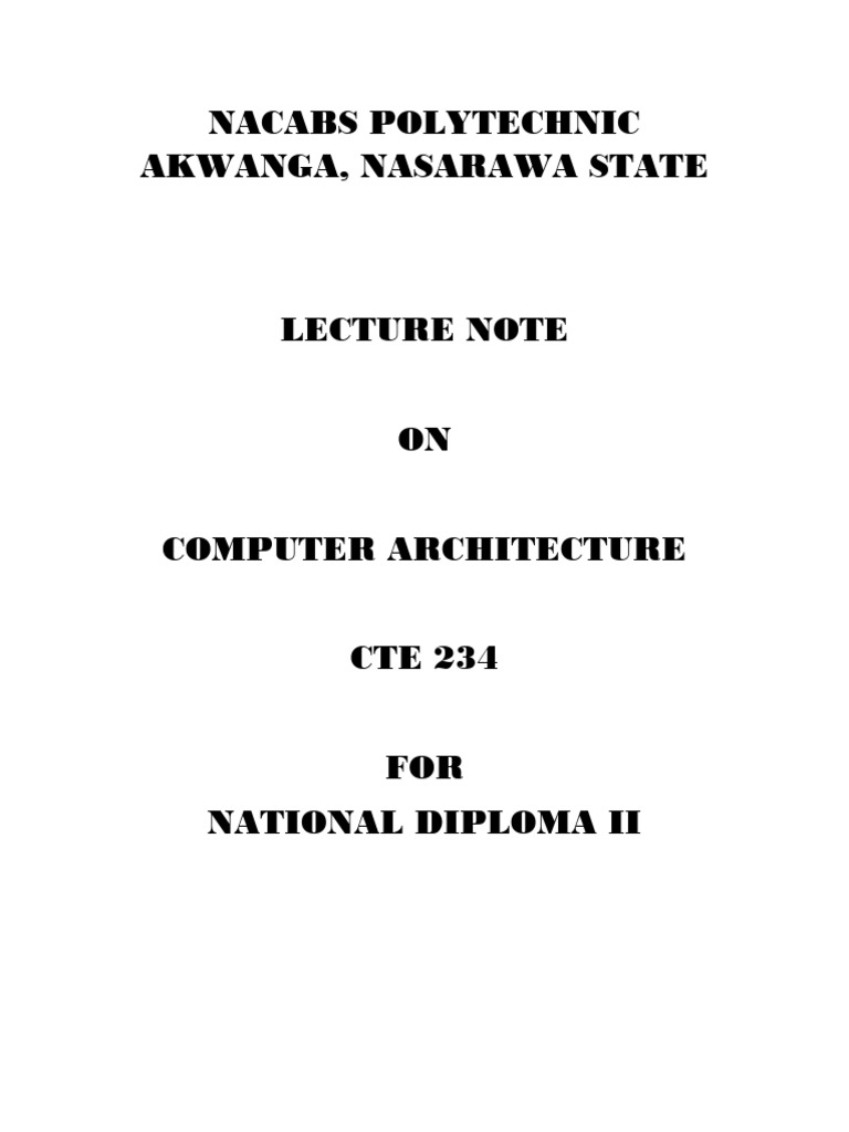 01 - Computer Architecture 1 (Cte234) | PDF | Cpu Cache | Central ...