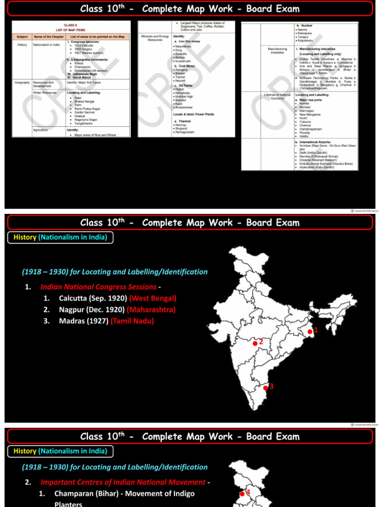 Class 10th - Complete Map Work - Board Exam-1 | PDF