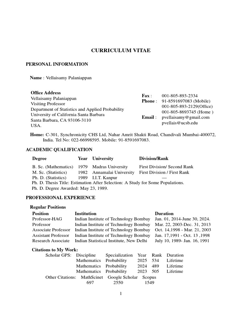 CV VP | PDF | Statistics | Teaching Mathematics