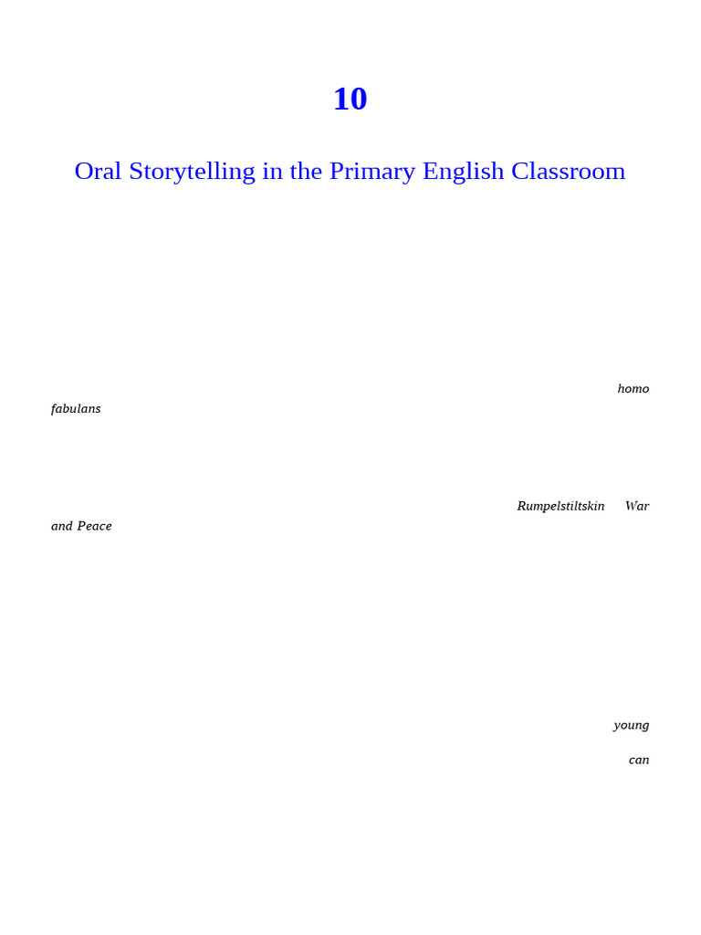 Oral Storytelling in The English Language Classroom | PDF ...