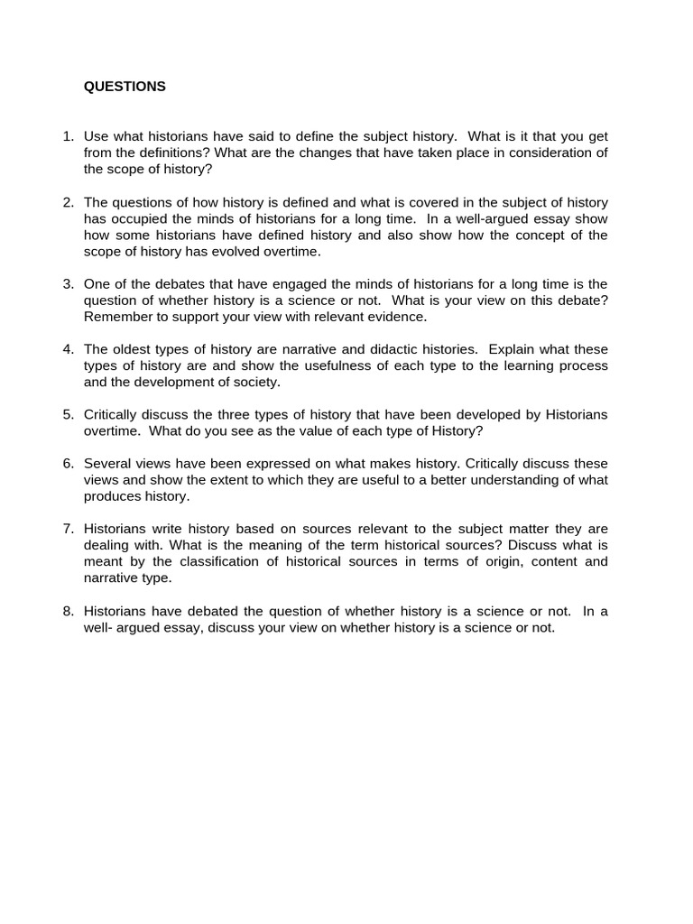 Revision Questions 1his 111 | PDF