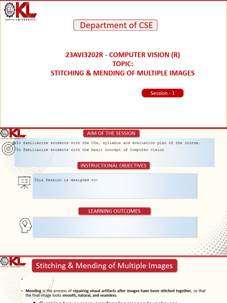CO-2-1. Stitching and Mending of Multiple Images | PDF | Computer ...