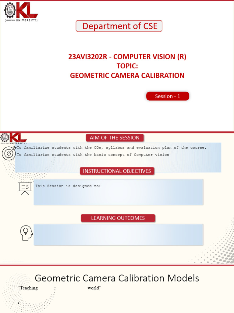 CO-2-3. Geometric Camera Calibration Models | PDF | Imaging | Computer ...