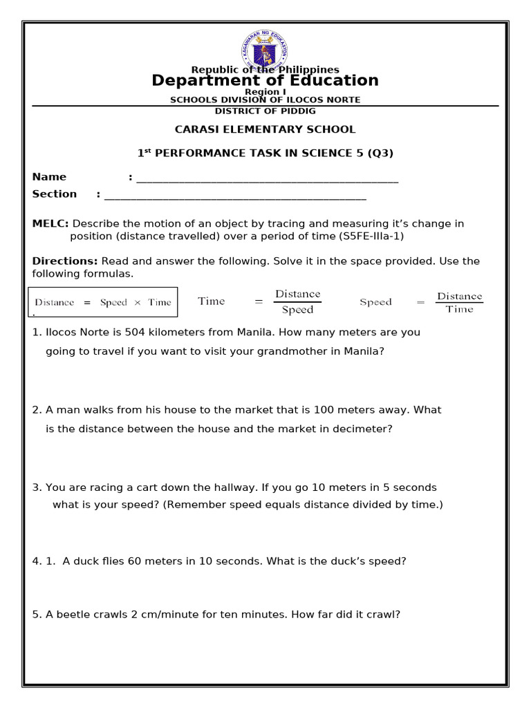 Science5 Performancetask1 (Q3) | PDF