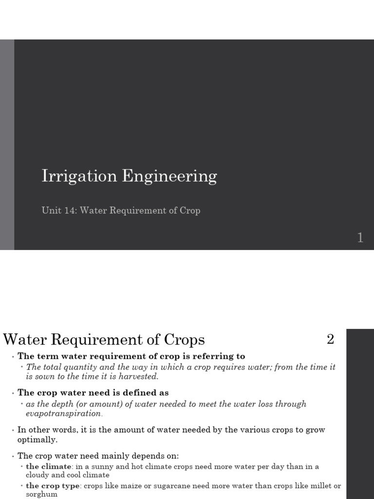 Unit 14 - Water Requirement of Crop | PDF | Crop Rotation | Crops