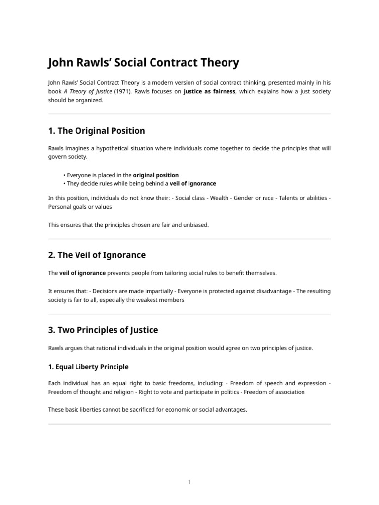John Rawls' Social Contract Theory | PDF | Justice | Crime & Violence