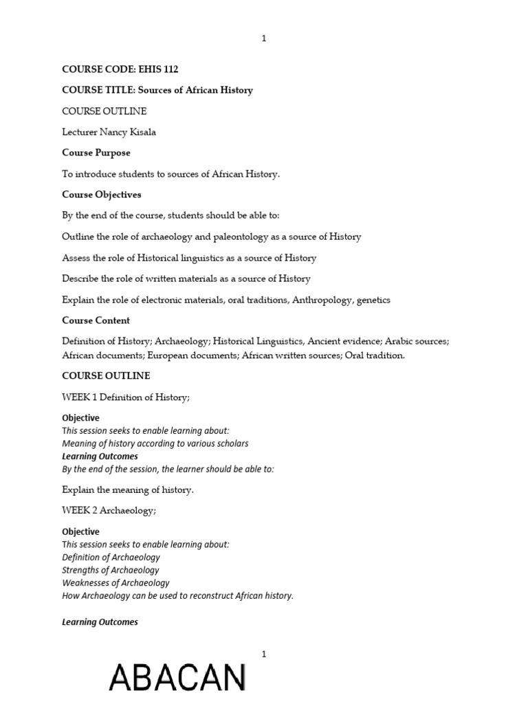 Sources of African History Uoe-1 | PDF