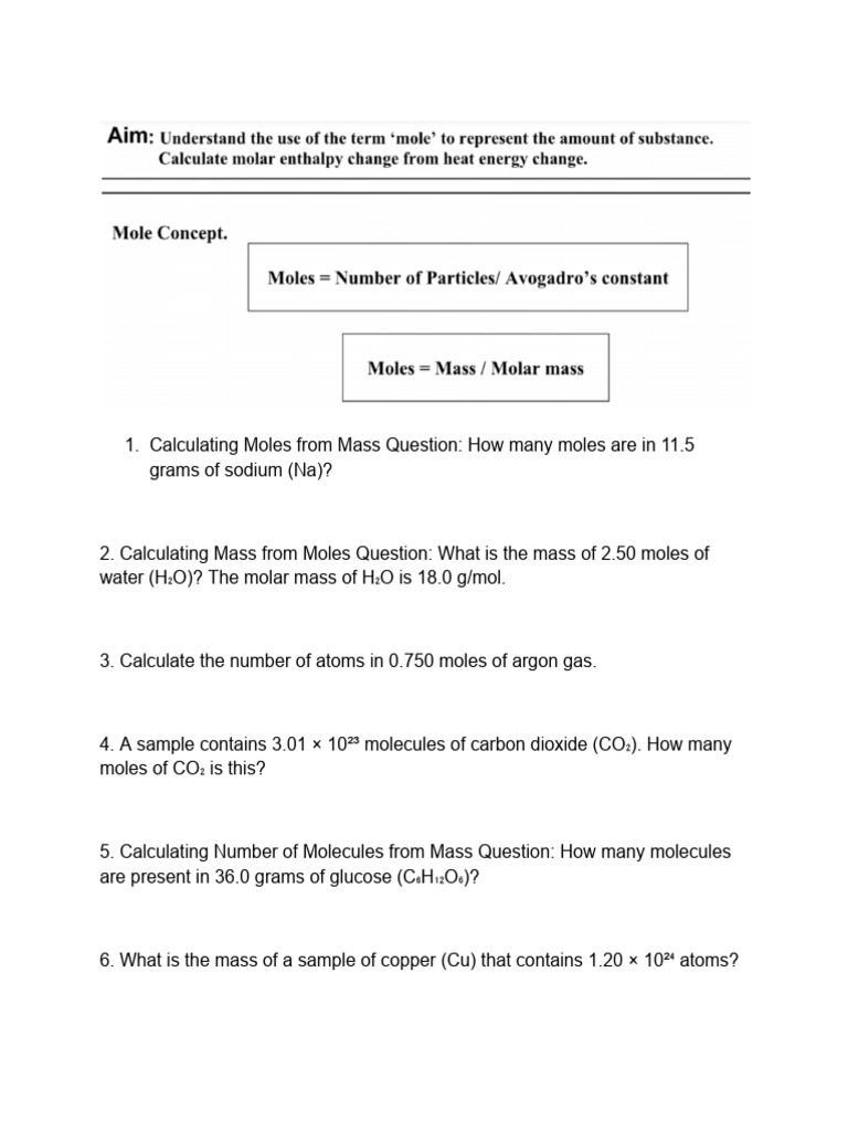 Moles Practice | PDF