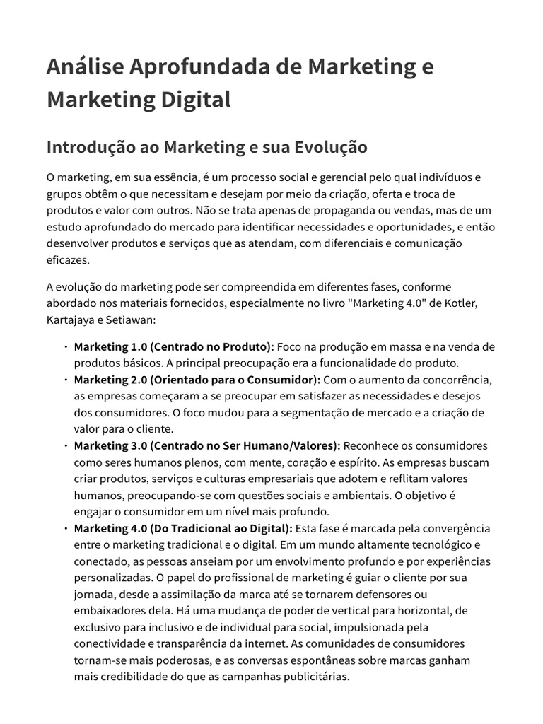 Análise Aprofundada de Marketing e Marketing Digital | PDF