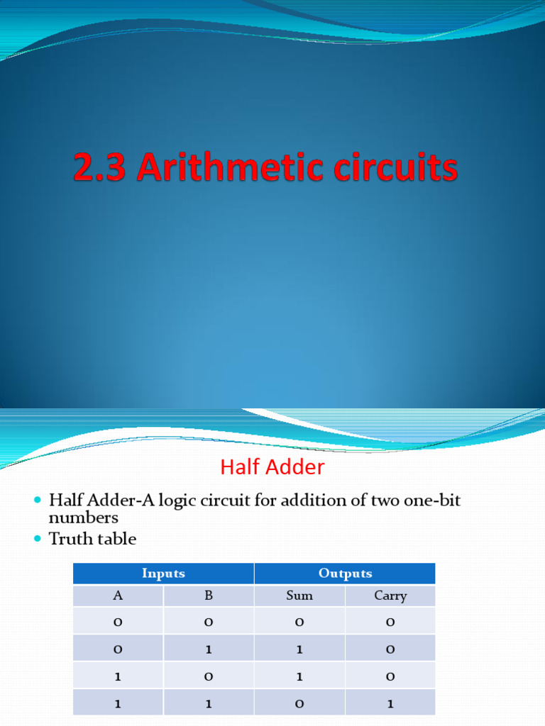 2.3 - Arithmetic Circuits | PDF