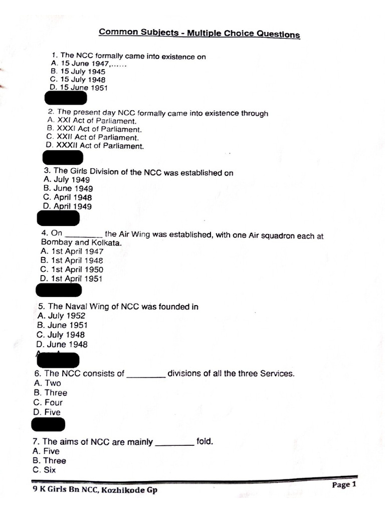 NCC Mock | PDF