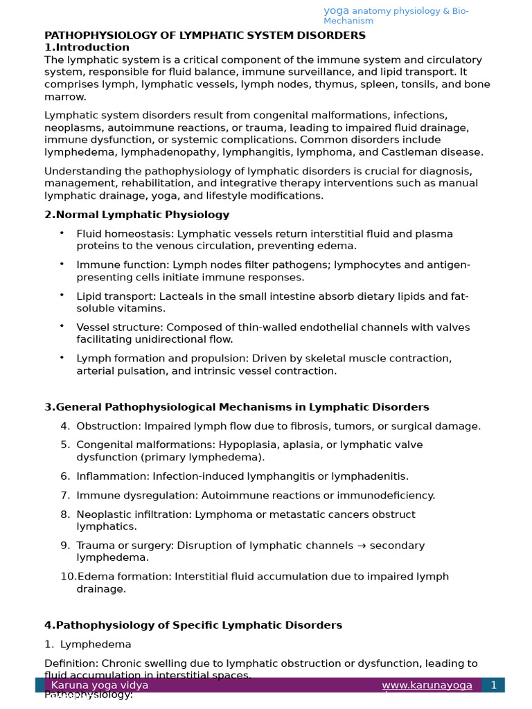 Lymphatic System Disorder Pathophysiology | PDF | Lymphatic System ...