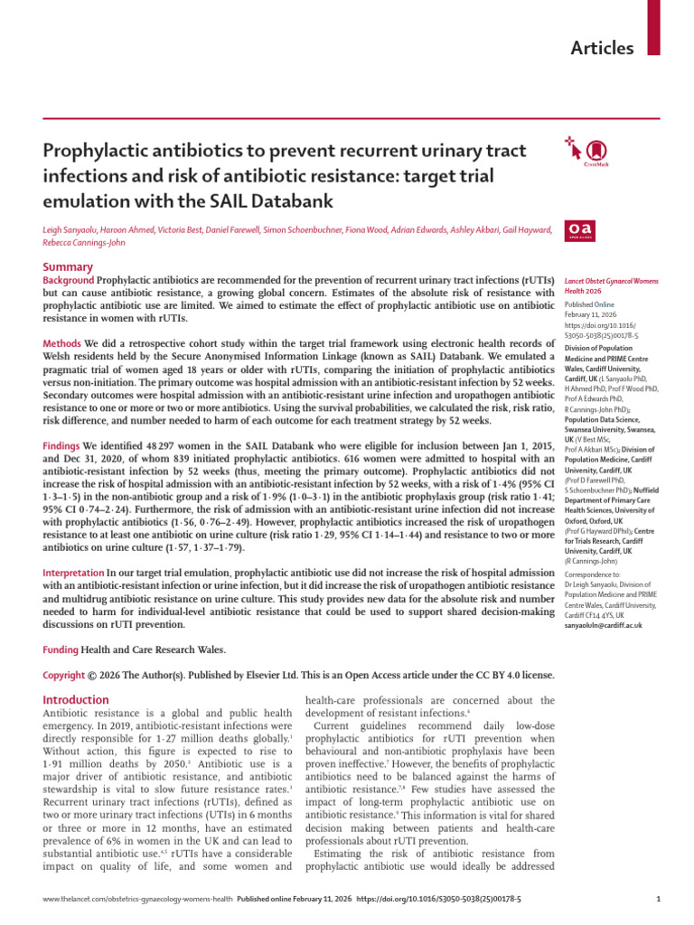 Prophylactic Antibiotics to Prevent Recurrent Urin | PDF | Confounding ...