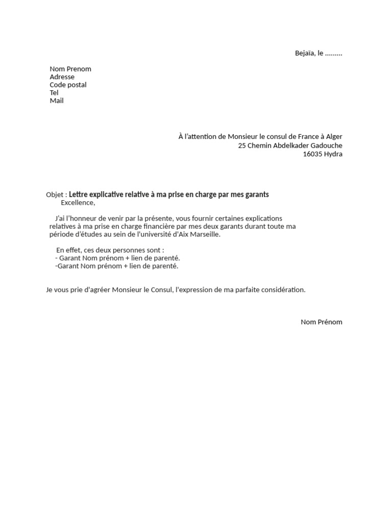 Lettre Explicative Du Lien de Parenté Avec Mounir | PDF