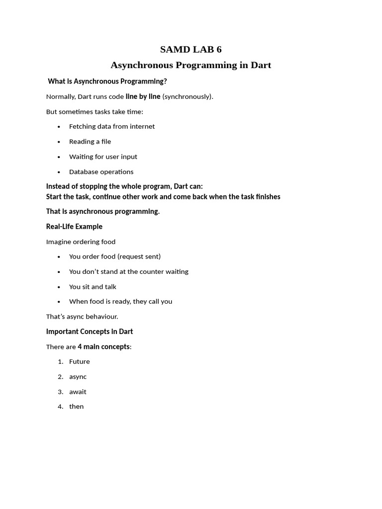 SAMD LAB 6 Asynchronous Programming in Dart 02032026 101415am | PDF ...