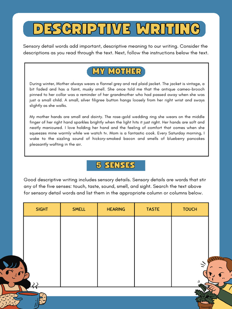Descriptive Reading and Writing Activity Worksheet | PDF