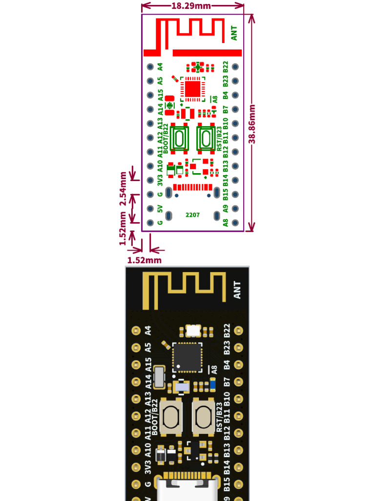 WeAct-CH57xCH58xCoreBoard_V10 Board Shape 外形 | PDF