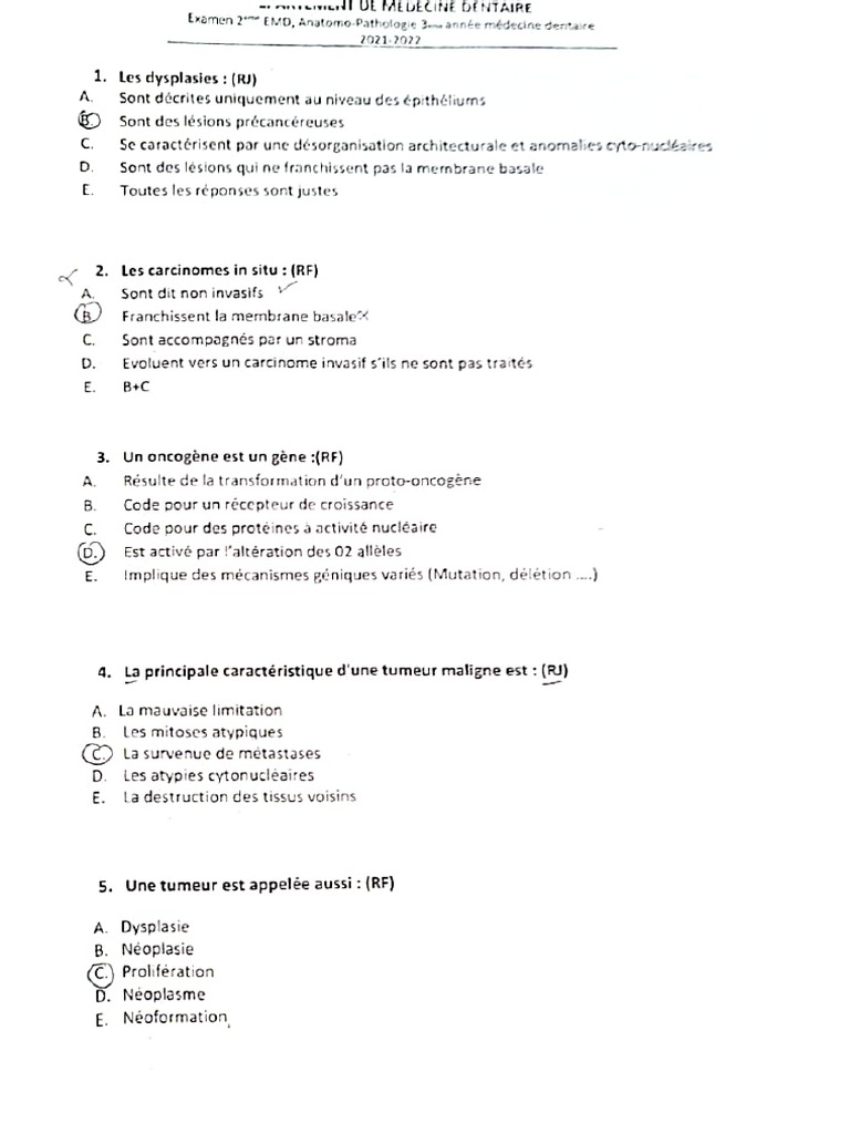 EMD 2 - Anatomie Pathologique (21-22) | PDF
