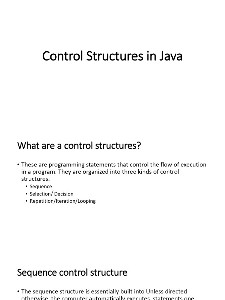 Control Structures in Java Lesson 9 and 10 | PDF | Control Flow ...
