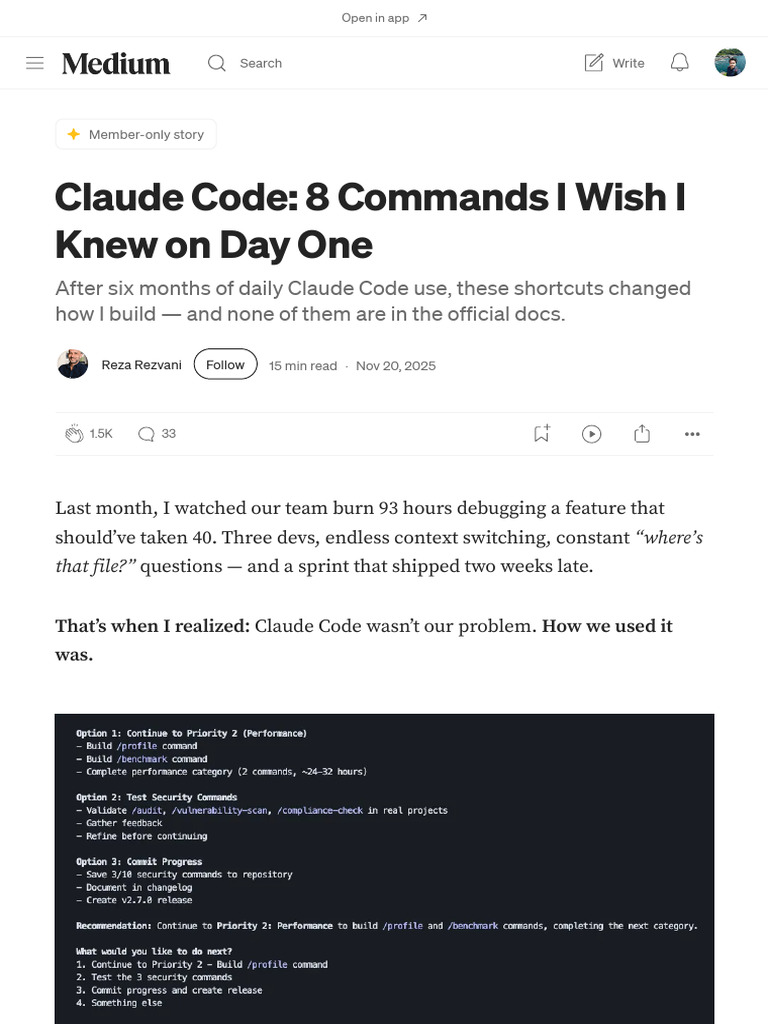 Claude Code - 8 Commands I Wish I Knew On Day One - Medium | PDF ...