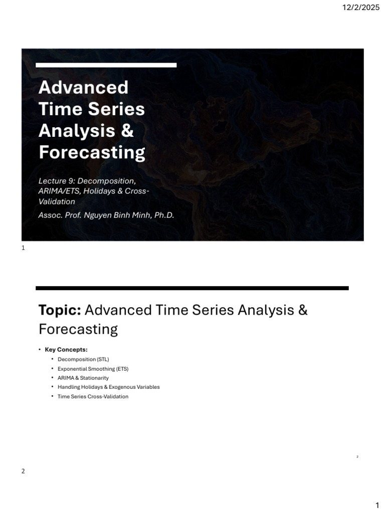 BA9 Advanced Time Series Analysis & Forecasting en | PDF | Time Series ...