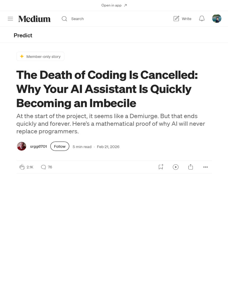 The Death of Coding Is Cancelled - Predict | PDF | Artificial ...