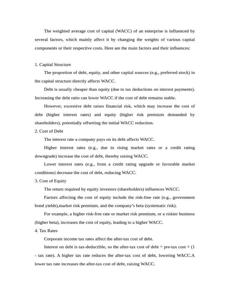 The Weighted Average Cost of Capital | PDF | Cost Of Capital | Capital ...