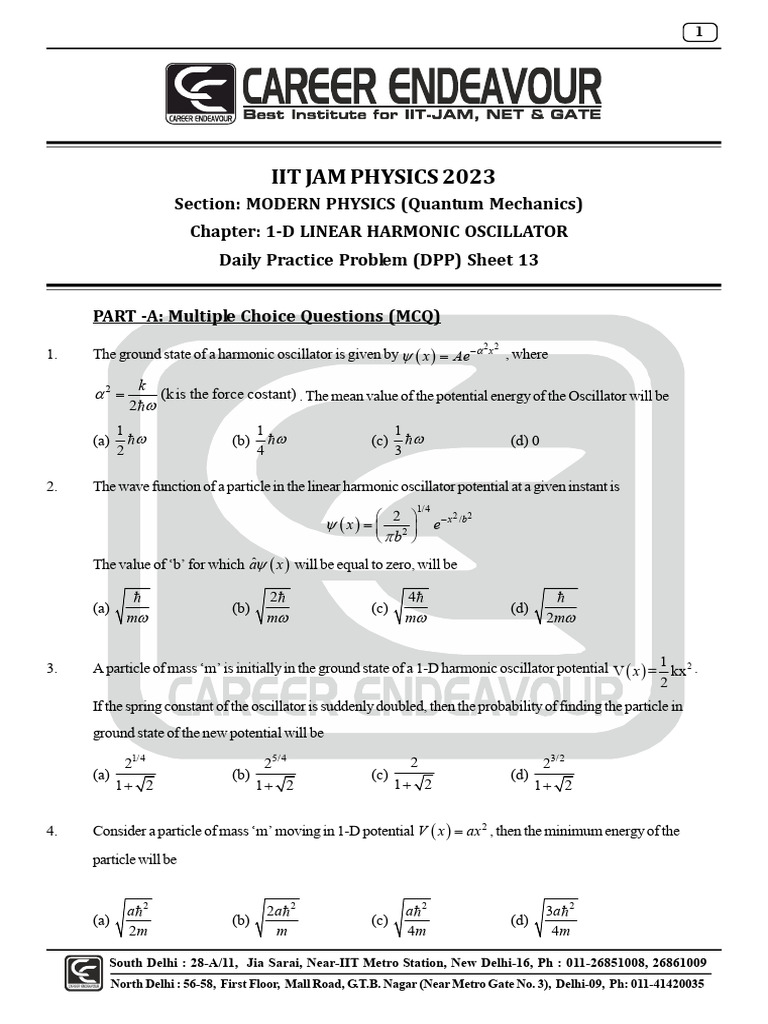 QM DPP Sheet 13 | PDF | Wave Function | Oscillation