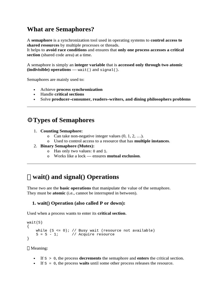 Semaphores | PDF | Synchronization | Computer Architecture