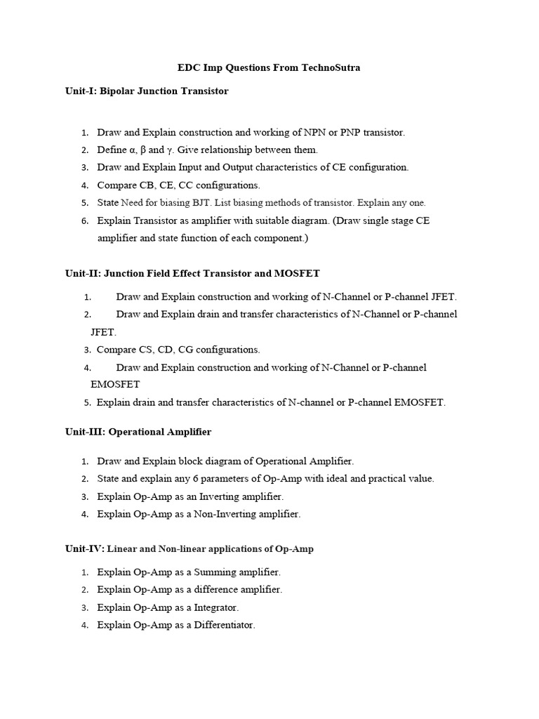 EDC IMP Questions | PDF