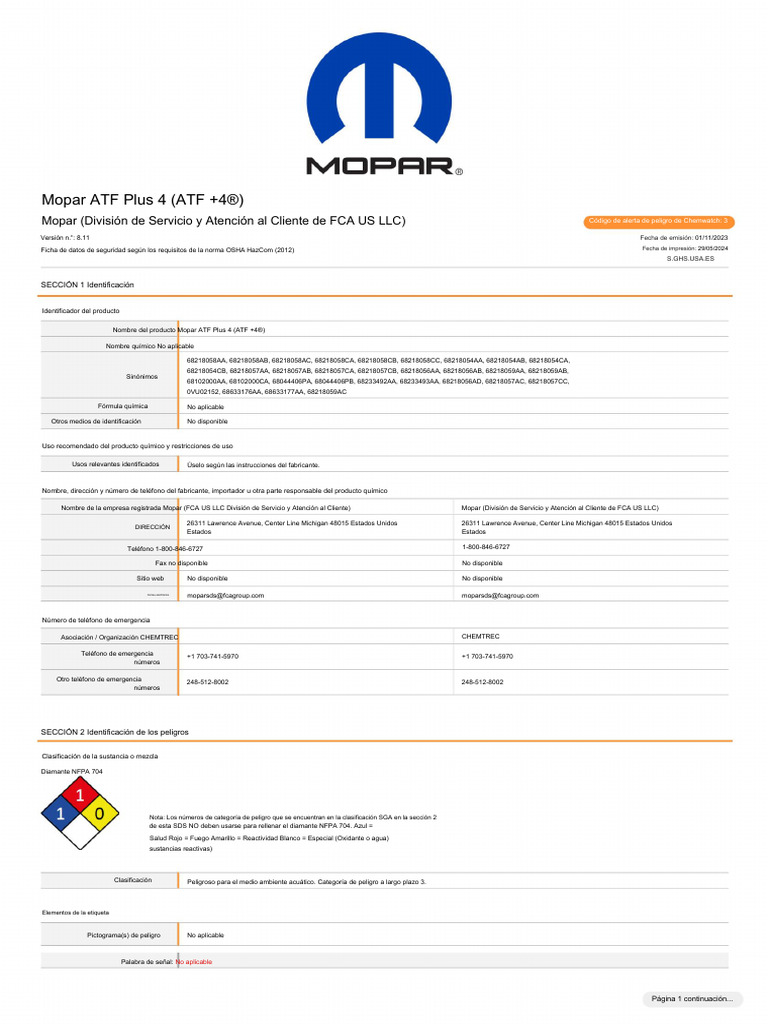 Mopar Data Sheet | PDF | Ventilación (Arquitectura) | Lentes