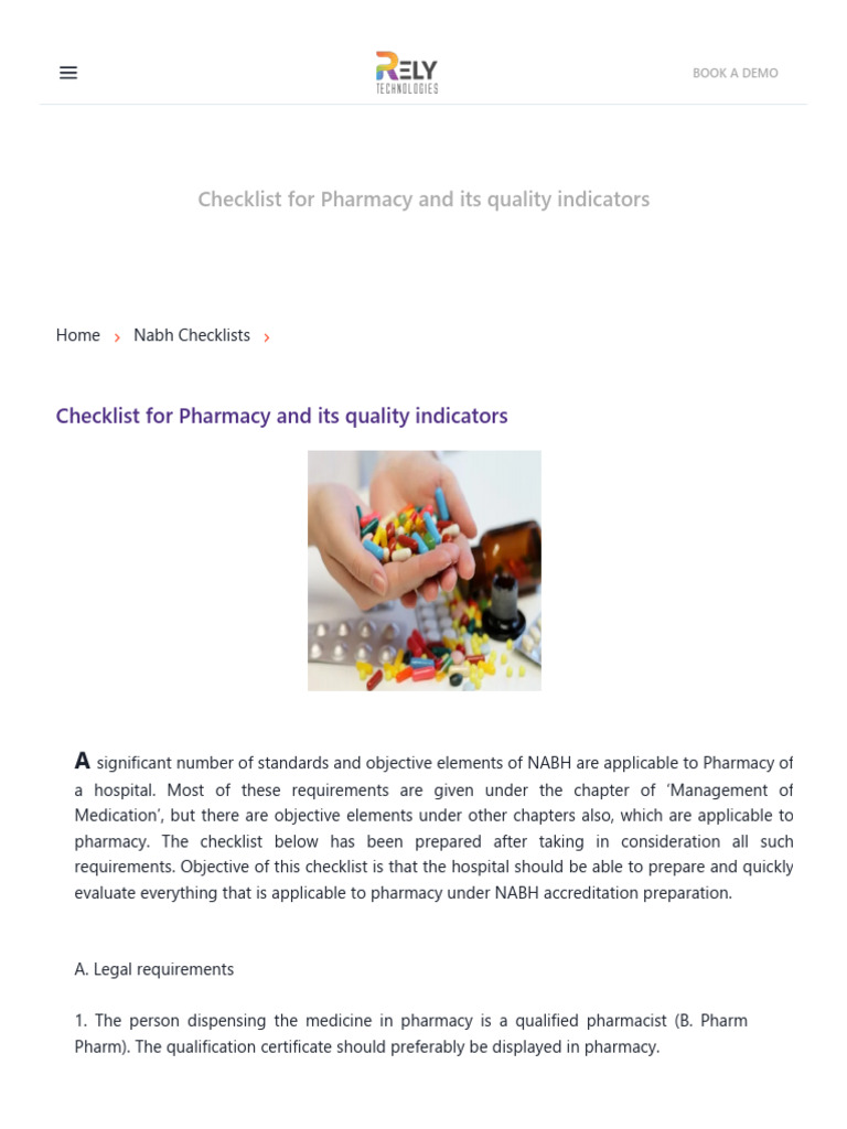 NABH Checklist Pharmacy 3 | PDF | Medical Prescription | Pharmacy