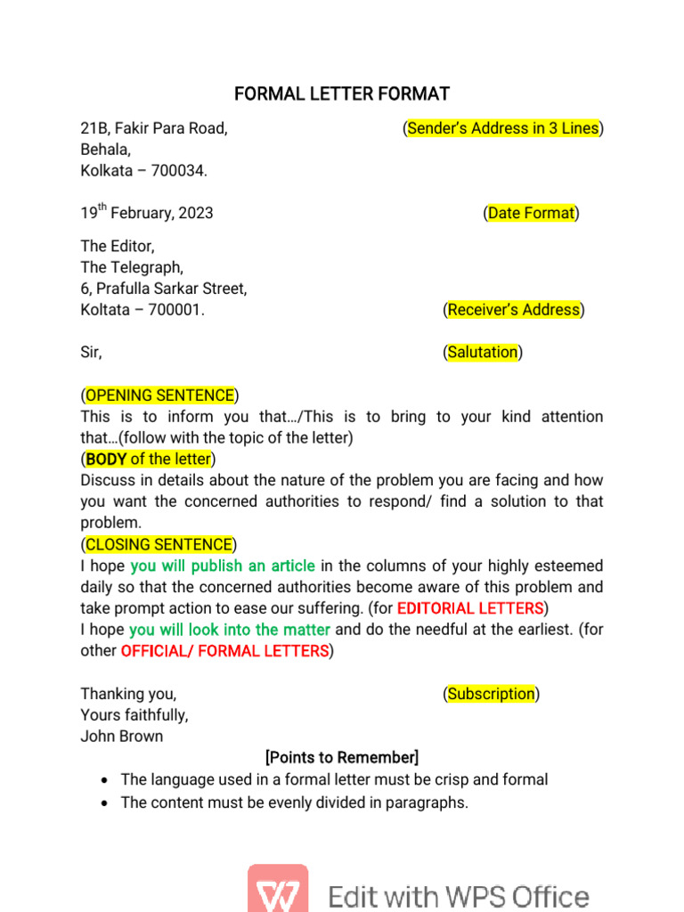 Formal Letter Format | PDF