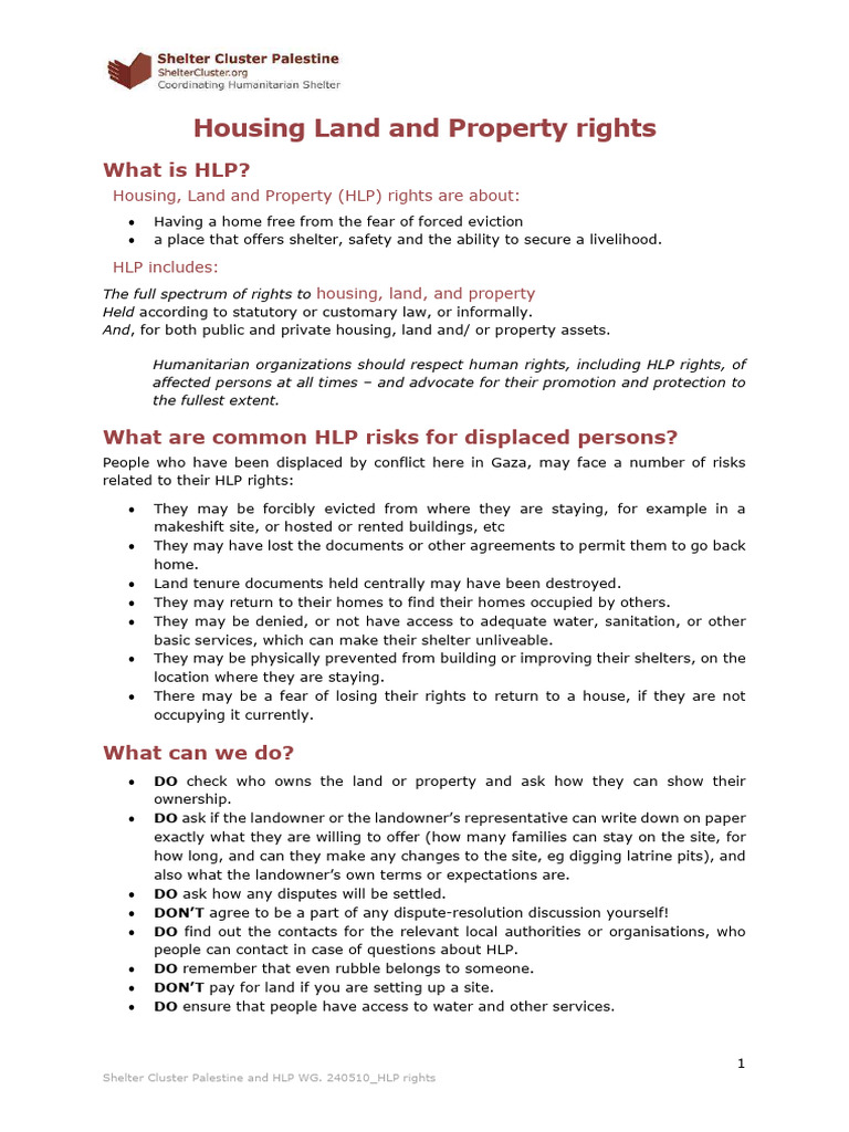 Housing Land and Property Brief_02 | PDF | Right To Housing | Social Policy