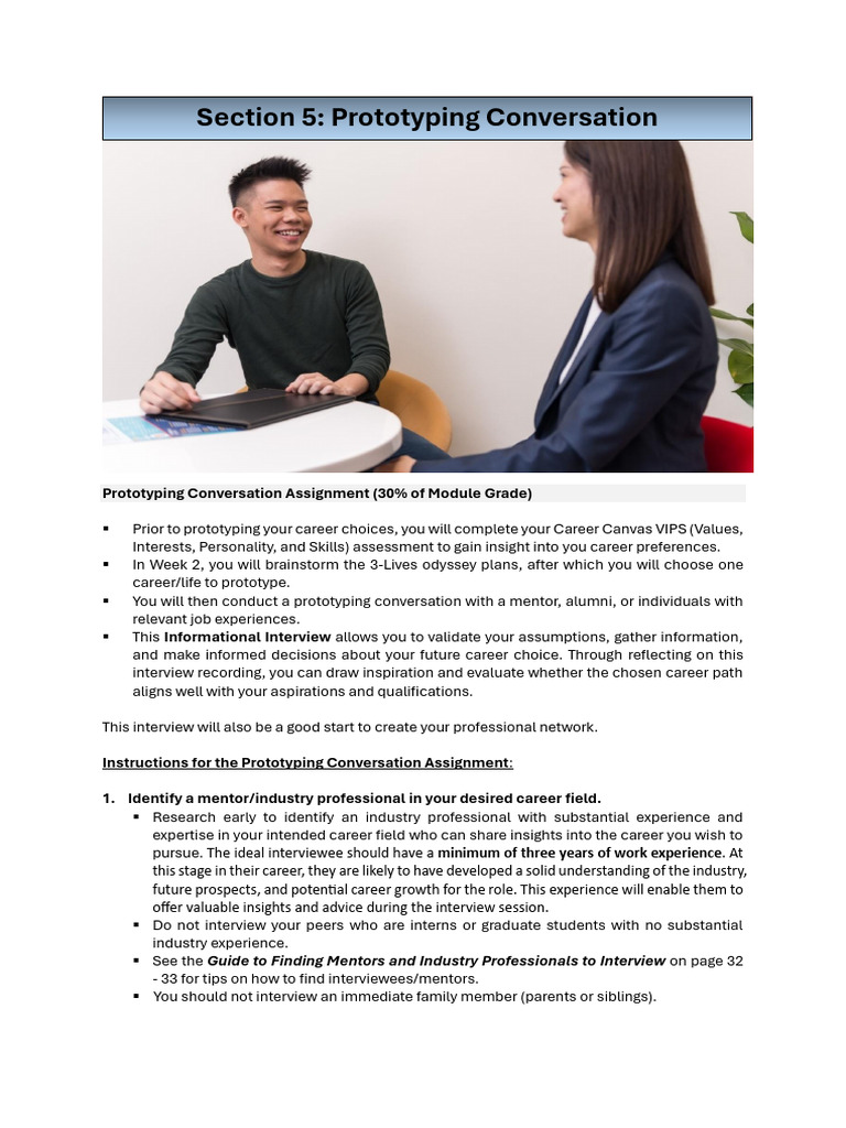 Prototyping Conversation Assignment Instructions (Downloadable) (30 ...